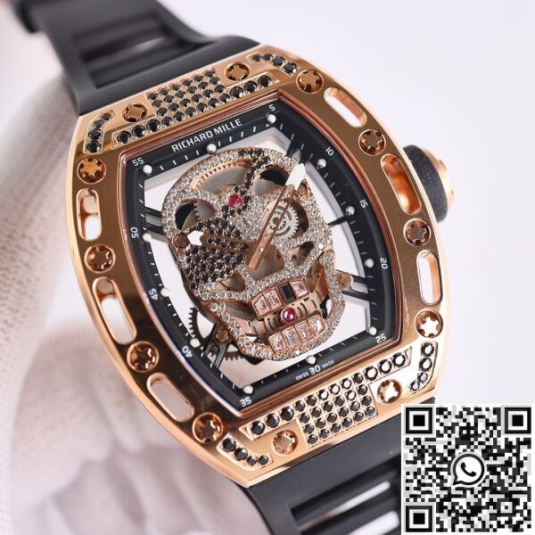 CH Fake Richard Mille RM52 Rose Gold Black Diamond Case