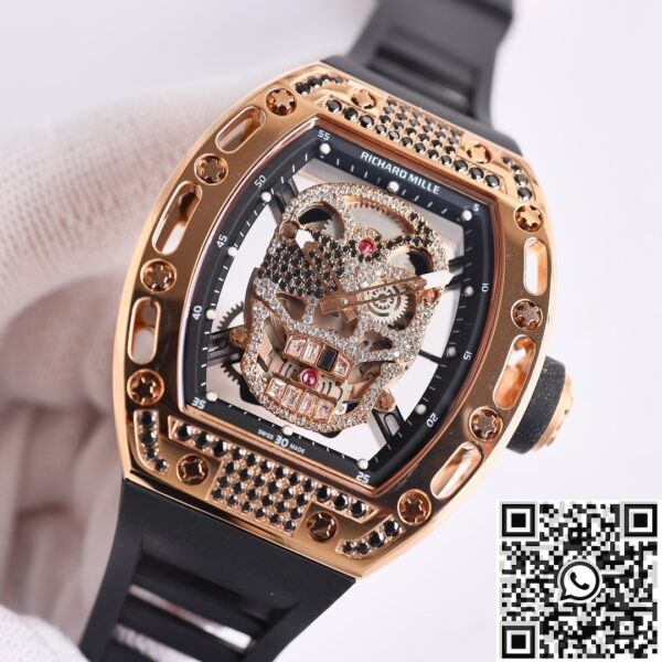 CH Fake Richard Mille RM52 Rose Gold Black Diamond Case