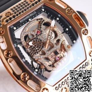 CH Fake Richard Mille RM52 Rose Gold Black Diamond Case