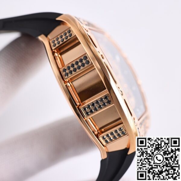 CH Fake Richard Mille RM52 Rose Gold Black Diamond Case