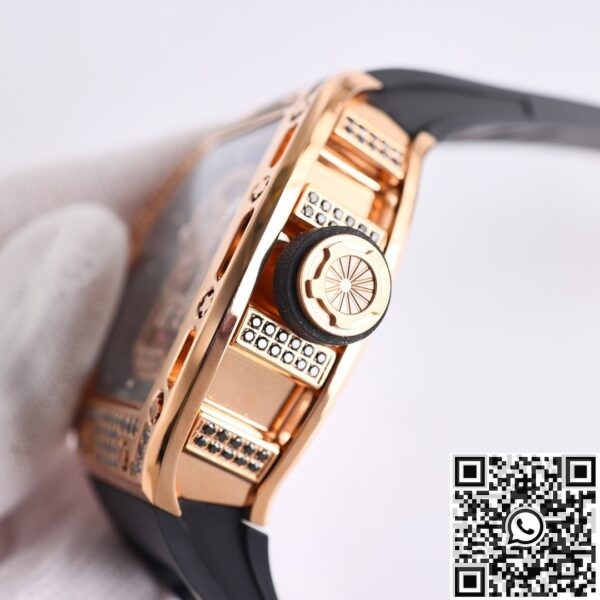 CH Fake Richard Mille RM52 Rose Gold Black Diamond Case