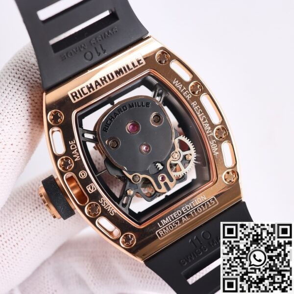 CH Fake Richard Mille RM52 Rose Gold Black Diamond Case