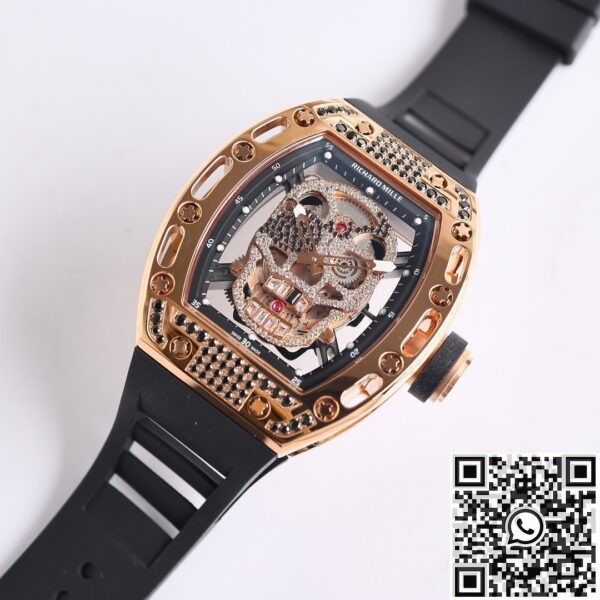 CH Fake Richard Mille RM52 Rose Gold Black Diamond Case