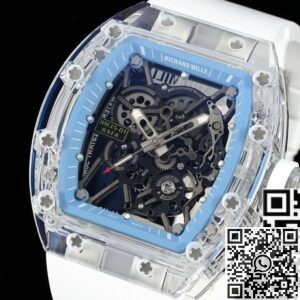 Replica Richard Mille RM35-01 Blue Dial White Rubber Strap