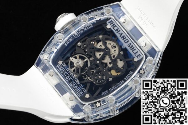 Replica Richard Mille RM35-01 Blue Dial White Rubber Strap