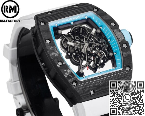 RM Factory Replicas Richard Mille RM055: The Stunning Blue Bezel Carbon Fiber Case