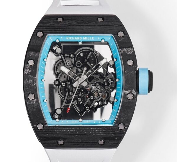 RM Factory Replicas Richard Mille RM055: The Stunning Blue Bezel Carbon Fiber Case