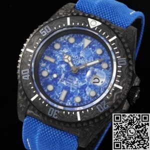 DIW Custom Fake Rolex Sea-Dweller Carbon Fiber Case Blue Dial – A Fusion of Modern Craftsmanship and Iconic Design