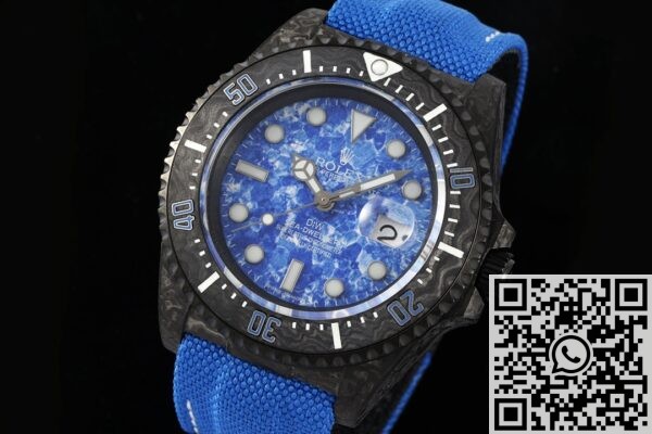 DIW Custom Fake Rolex Sea-Dweller Carbon Fiber Case Blue Dial – A Fusion of Modern Craftsmanship and Iconic Design