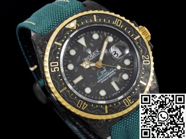 DIW Custom Rolex Fake Sea-Dweller Carbon Fiber Case Gold Bezel – A Fusion of Luxury and Innovation