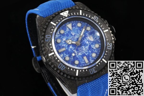 DIW Custom Fake Rolex Sea-Dweller Carbon Fiber Case Blue Dial – A Fusion of Modern Craftsmanship and Iconic Design