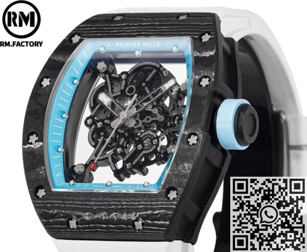 RM Factory Replicas Richard Mille RM055: The Stunning Blue Bezel Carbon Fiber Case