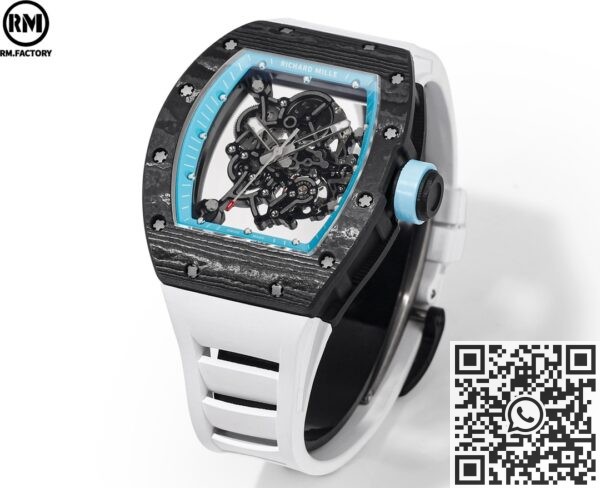 RM Factory Replicas Richard Mille RM055: The Stunning Blue Bezel Carbon Fiber Case