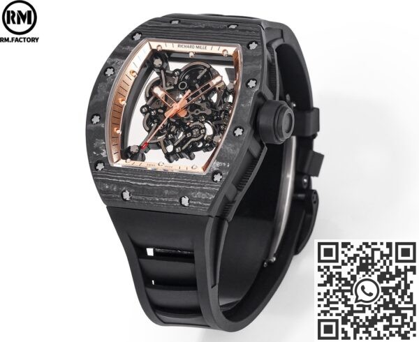 RM Factory Fake Richard Mille RM055: The Exquisite Gold Bezel Carbon Fiber Case