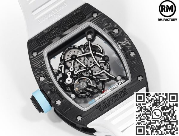 RM Factory Replicas Richard Mille RM055: The Stunning Blue Bezel Carbon Fiber Case