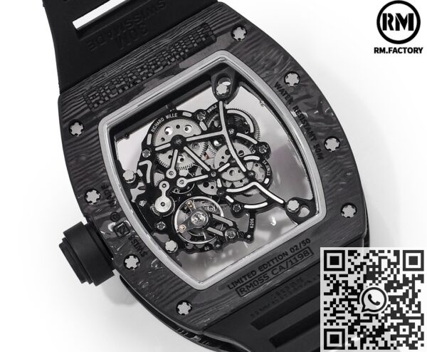 RM Factory Fake Richard Mille RM055: The Exquisite Gold Bezel Carbon Fiber Case